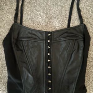 Vintage Wilsons black leather sexy cropped top